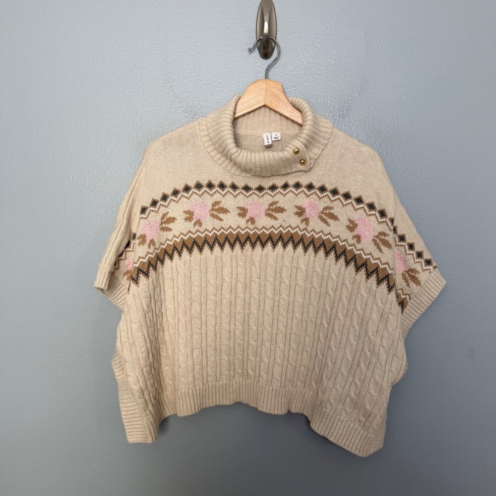 JANIE AND JACK fair isle sweater poncho size girls 10